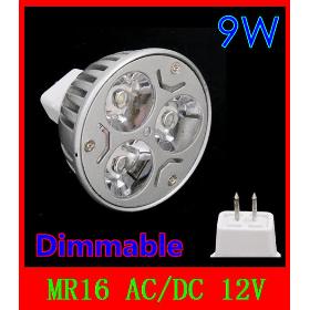 DHL Free Shipping 50PCS MR16 9W Dimmable 3x3W warm cool white 810LM LED Lamp spot lighting 60W GU5.3 12V 60 90 120 degrees