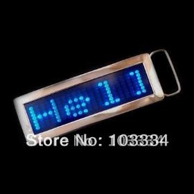 2pcs Red&Blue Fashion Flashlight Cool Phrase Scrolling LED Belt Buckle & Free Shipping