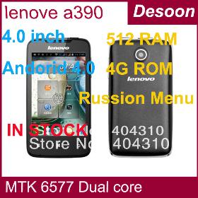 Russian Unlocked Lenovo A390T 4.0" cell phone smartSim Card 512MB 4GB ROM Android 4 Dual Core 1GHz/vicky
