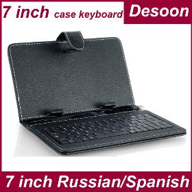 Free shipping dropshipping7" Tablet PC English Russian spanish USB Keyboard & Leather Cover Case Bag black white red coffee