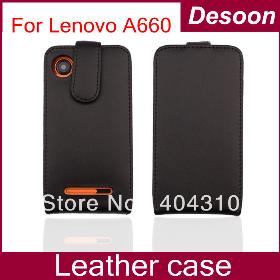 New arrival free shipping Leather Case for Lenovo A660, case for Lenovo A660,black in stock