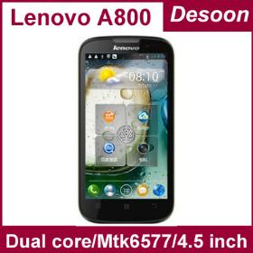 Free shipping MTK6577 phone Lenovo A800 dualcore Android 4.0 smart phone 512 ROM 4GB GPS white black in stock russian/Koccis