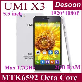 2014 New arrival 5.5 inch UMI X3 MTK6592 Octa core 1920*1080P 1.7GHz 2GB 16GB ROM Smart phone with NFC/vicky