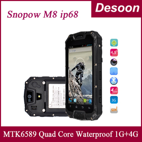 Free shipping!100% MTK6589 Quad Core Snopow M8 Ip68 Waterproof Android 4.2 GPS 3G PTT Walkie talkie Phone Luxury Box/Ay