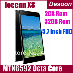 Iocean X8 MTK6592 Octa Core 1.7GHz Android 4.2 Smartphone 2GB 32GB Rom 5.7 Inch FHD Gorilla Glass IPS Screen Black /vicky