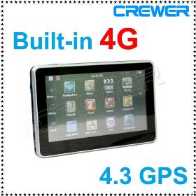 free shipping hot sale 4.3" GPS Navigator without BT built-in 4GB load New 3D Map Free ship