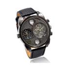 Newest! Oulm 9316 Double Time Show,Metal Dial Military Men Sports Business Watch ,Double Zone Time