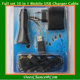 10 in1 Multi-Function Cell Phone Mobile USB Charger Cable