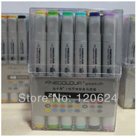 24 color Free Shipping EF100 24 manga Finecolour Sketch art Marker pen gift cheaper than Copic Marker Art Supplies paint brush