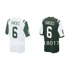 Free Shipping American football New York #6 Mark Sanchez White Green Team Color Game Jersey-Men Size S-XXXL,can mix order