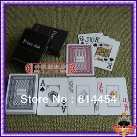 2PCS one wine Red and one Blue plastic playing cards POKER CLUB hot-selling