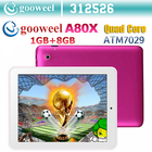Gooweel A80Xs 8 inch ATM7029 Quad core tablet 5point capacitive android 4.2 1GB / 8GB Dual camera WiFi HDMI bluetooth OTG