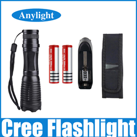 cree xml- high power led E6 lantern zoomable flashlight + 2*18650 Battery + Charger+Holster Holder WLF34