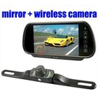 7 inch car rearview mirror monitor system with wireless car license camera