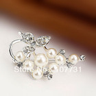 Free Shipping! Hot Sale Wholesale Cheap Quality Fashion Silver Pearl Beautiful Christmas Gift Wedding Brooch Women Brooch