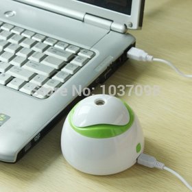 Portable Compact Mini USB Humidifier Air Purifier Freshener Aroma Diffuser USB Powered For Office Home Room Car (White & green)