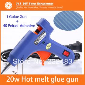 Free Shipping ! 20W Hot Melt Glue Gun with 40 Pieces Adhesive, Crafts Album Repair ,Toy Tools Kit