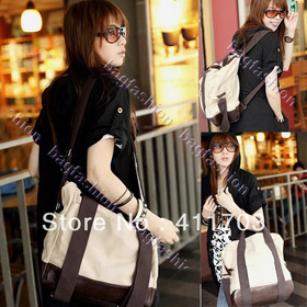 Korean Lady Girl Canvas bag tote Leather handbag satchel shoulder bag drop shipping 4175