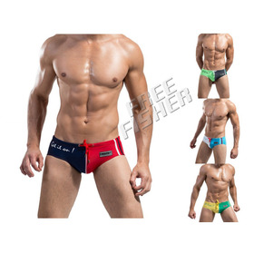 Men's Low Rise Sexy Swimwear Trunks Boxer Brief Swimsuit Front Tie