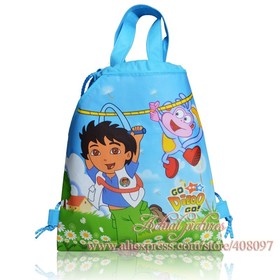 Non-woven Material 1Pcs Go Diego Go Kids Cartoon Drawstring Backpack bags,Kids School bags,30 Designs ,Kids Party Favor