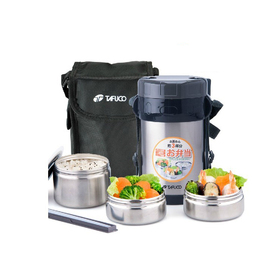 Stainless Steel Japanese Thermos Lunch Box w/ Insulated Lunch Bag & Chopsticks Vacuum Food Container Food Box Lunchbox 1500ml