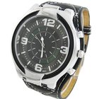 Wristwatch Round Fashion Watch, Man Leather Strap Quartz Wrist Watch M372B free shipping