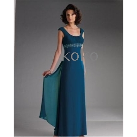 Wholesale -free shipping new Evening Bride Dress  dark teal satin and chiffon ankle length scoop column mother dress  formal party gown sizes/color  #xqg2 