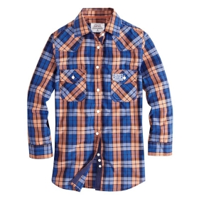 Plaid Shirt Twin- Pocket VANCL Carità (donne) arancio / blu Codice: 192289