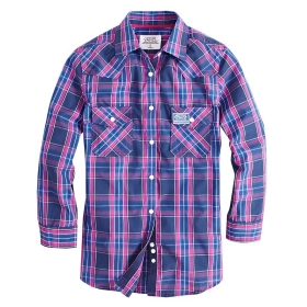 VANCL Charity Twin-Pocket Plaid Shirt (Women) Pink/Blue SKU:192290
