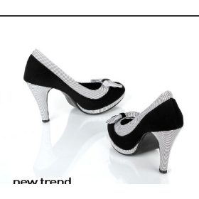 FreeShipping Wholesale New Fashion Bow-Knot Striped Fabric Platform High Heels Shoes US5-8.5