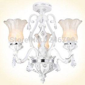 Continental White Resin Wrought Iron Chandelier Idyllic Living Room Restaurant Study Crystal Lighting