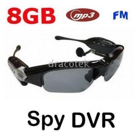 Nagyker-2PC * 4GB / 8GB Spy napszemüveg camrecorder Spy DVR napszemüveg / kém kamera napszemüveg + kamera + MP3 + FM rádió, felügyeleti vagy szórakoztató ingyenes szállítás-shinystore