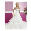 Best Selling Organza  Wedding Dress Strapless Neckline with A-Line Asymmetrical Pick up Skirt and Elegant Bow Decoration