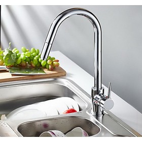 Kitchen Mixer Chrome Solid Brass Kitchen Faucet Swivel Spout Pull Out Vessel Sink Mixer Tap CM0266 Mixer Tap Faucet