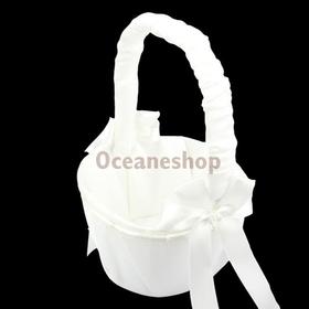 White Bow Wedding Ceremony Party Love Case Satin Flower Girl Basket