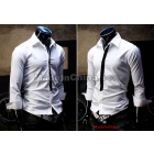 Wholesale- 5pcs Men's Shirts Classic black and white casual hit-color long-sleeved shirt placket