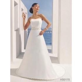 Free shipping latest fashion party A-Line/ Sweetheart Strapless  Chapel Train Taffeta Satin  wedding dress white  ivory #qvfw18