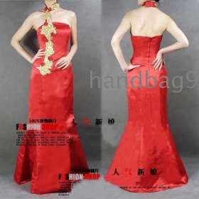 New Arrival red strapless Evening gown wedding bride gown dress NO.4124