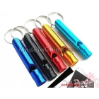 50pcs/lot free shipping Mini Colorful Aluminium Alloy KeyChain Key Ring Camping Hiker Survival Whistle 