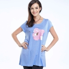 VANCL [VT] Grain Rain Short Sleeve Tee (Women) Gray Blue SKU:179206