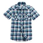VANCL Harlan Gingham Short Sleeve Shirt (Men) Blue/Green SKU:378083