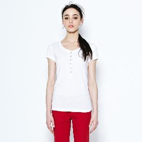 VANCL [VT] Carolina Half-Placket Scoop Tee (Women) White SKU:192365