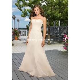 Free Shipping!  Delicate Chiffon with Beading white / ivory wedding dress ML189