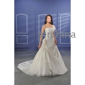 High quality!2010 style generous /A-Line one-shoulder strap Sleeveless hand-made flower for brides wedding dresses... 