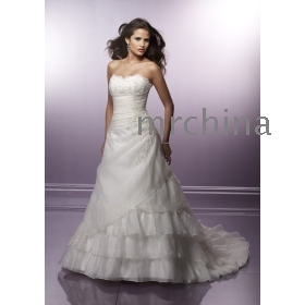 morilee Strapless Cathedral train satin /taffeta/chiffon wedding dress for brides 2010 style wedding dresses x47