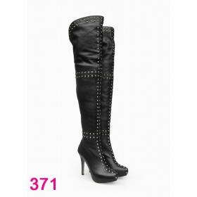 Brand new Free shipping authentic leather Women\'s Thigh-High Boots  black rivet boots
