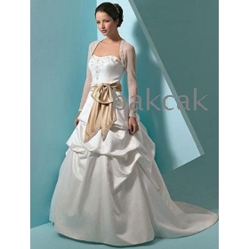  wedding dress, White / ivory Embroidery satin  gowni 37