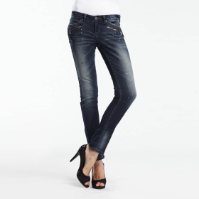 VANCL Eleanor Slim Fit Jeans Lixado W222 Azul SKU: 137975