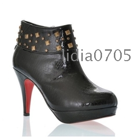 Free Shipping Wholesale Fashion Hot Sale Stappy Rivet Plain Platform Casual Heels Shoes US5-8.5