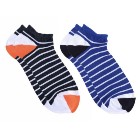 VANCL Drew 2-Pack Leisure Stripe Ankle Socks (Men) Sapphire Blue/Dark Grey SKU:410041
